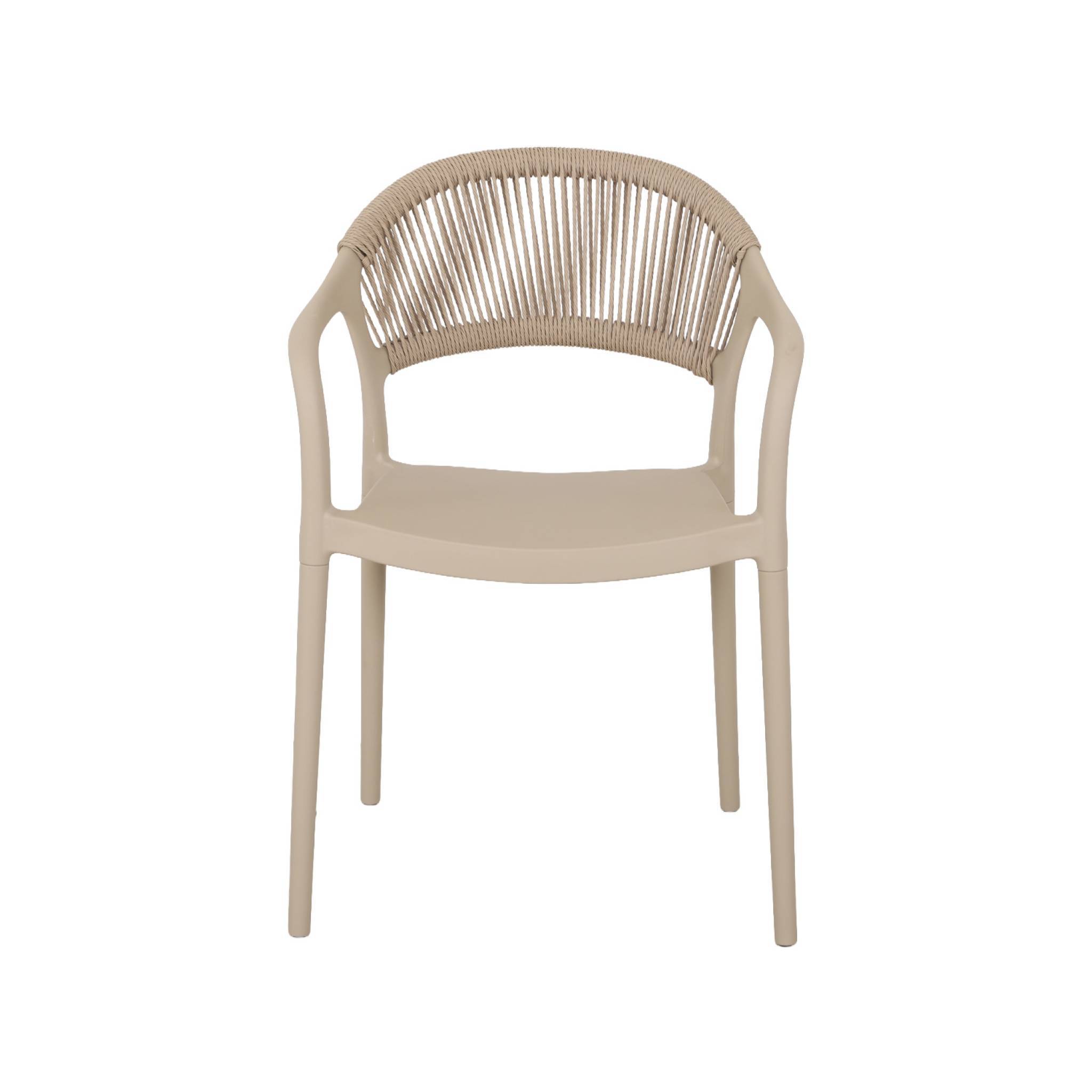 sweeek - Chaise de jardin empilable avec effet corde beige (lot de 4) - Jovia | sweeek - Image 5