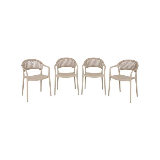 sweeek - Chaise de jardin empilable avec effet corde beige (lot de 4) - Jovia | sweeek - Image 2