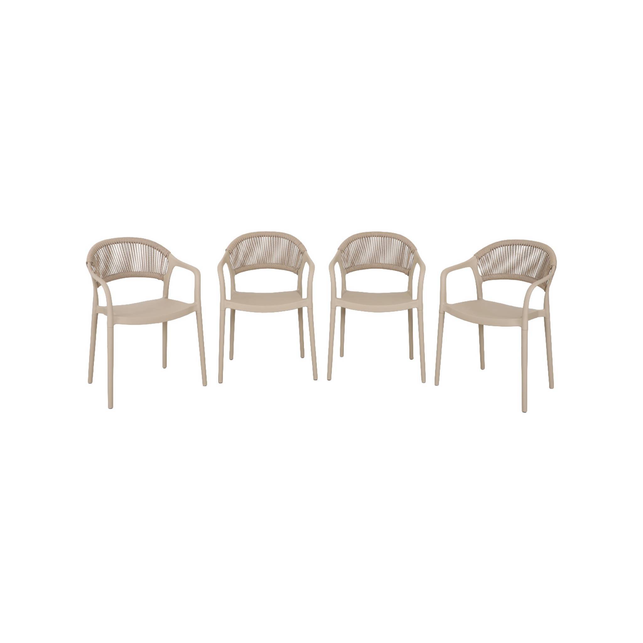 sweeek - Chaise de jardin empilable avec effet corde beige (lot de 4) - Jovia | sweeek - Image 2