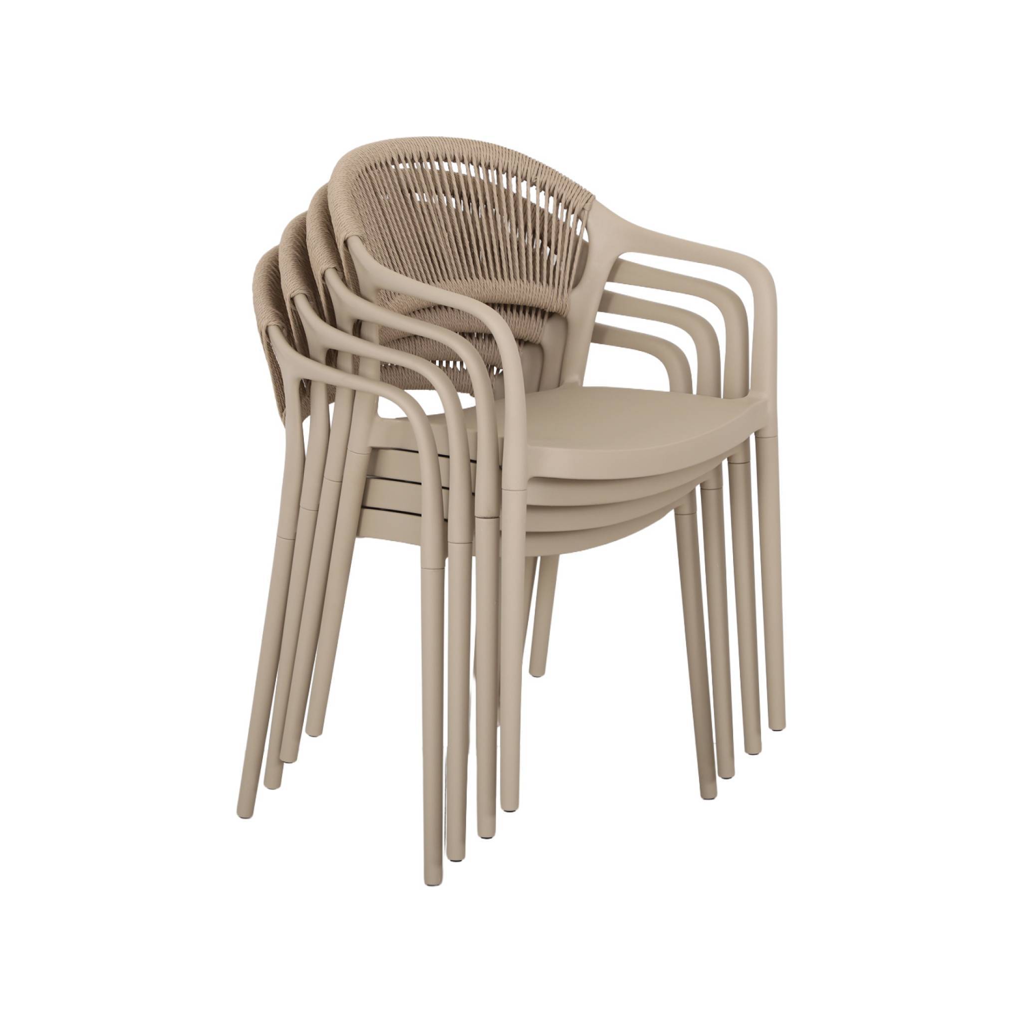 sweeek - Chaise de jardin empilable avec effet corde beige (lot de 4) - Jovia | sweeek - Image 6