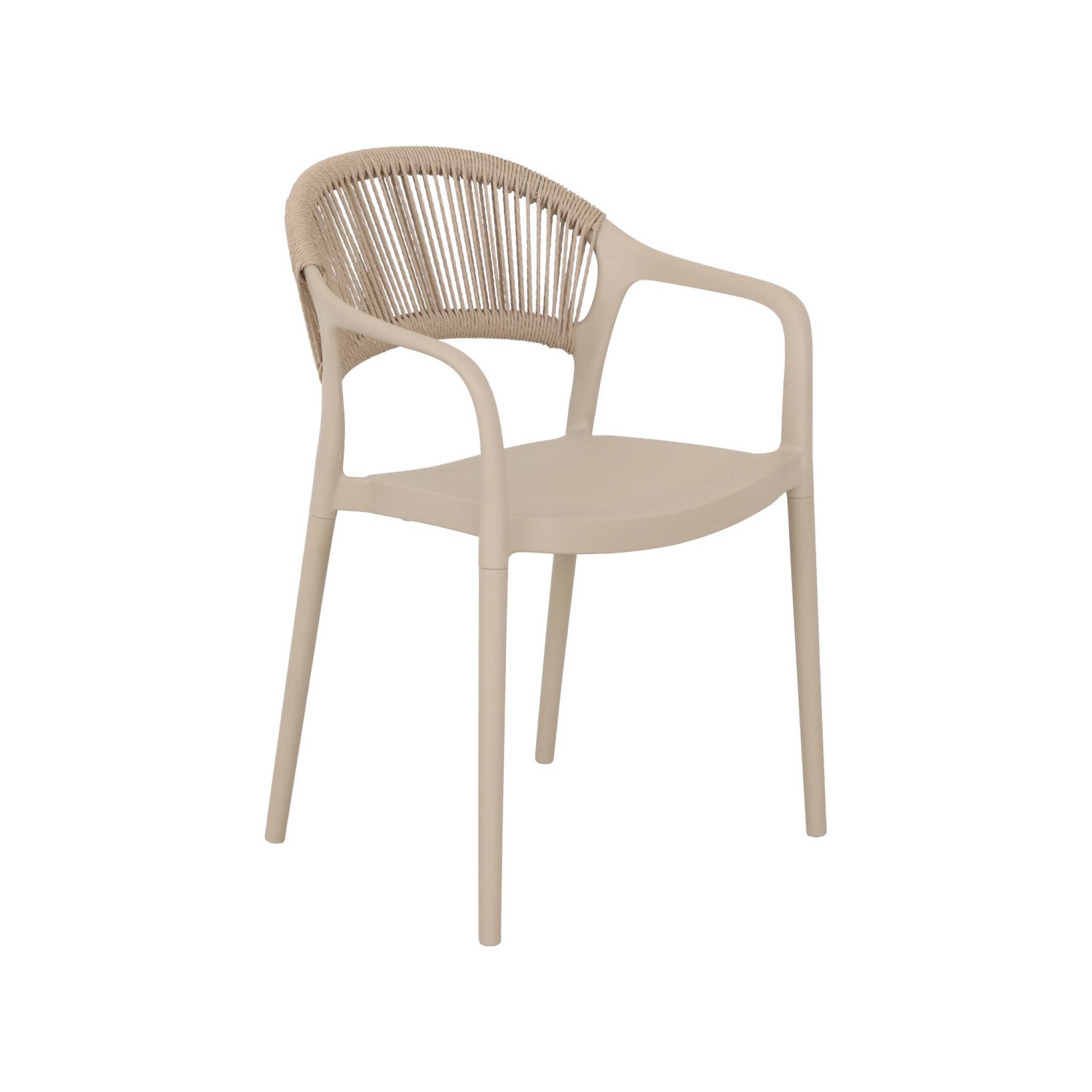 sweeek - Chaise de jardin empilable avec effet corde beige (lot de 4) - Jovia | sweeek - Image 3