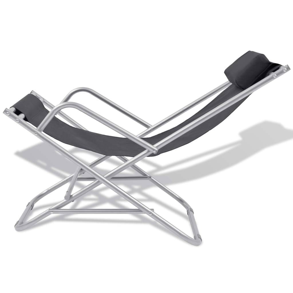 Helloshop26 - Lot de deux chaises inclinables de terrasse acier noir - Imagen 3