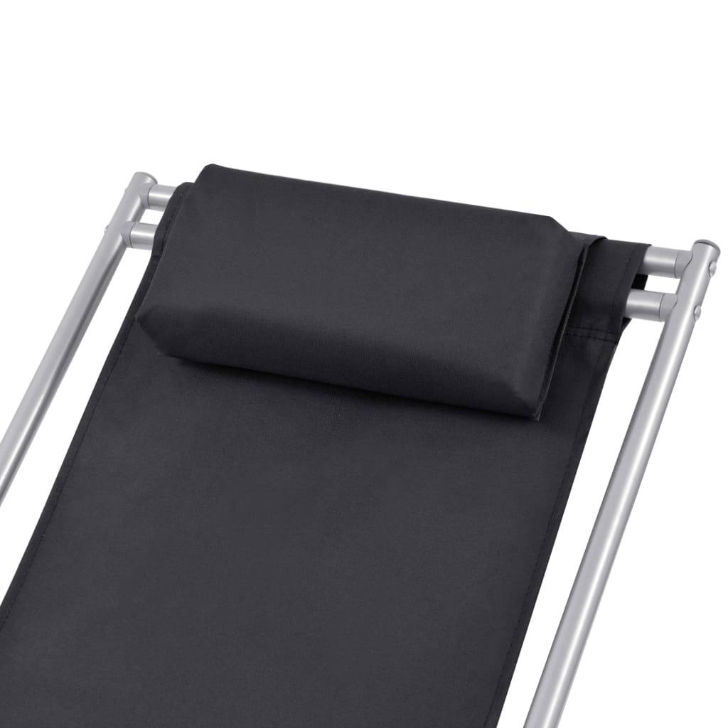 Helloshop26 - Lot de deux chaises inclinables de terrasse acier noir - Imagen 4