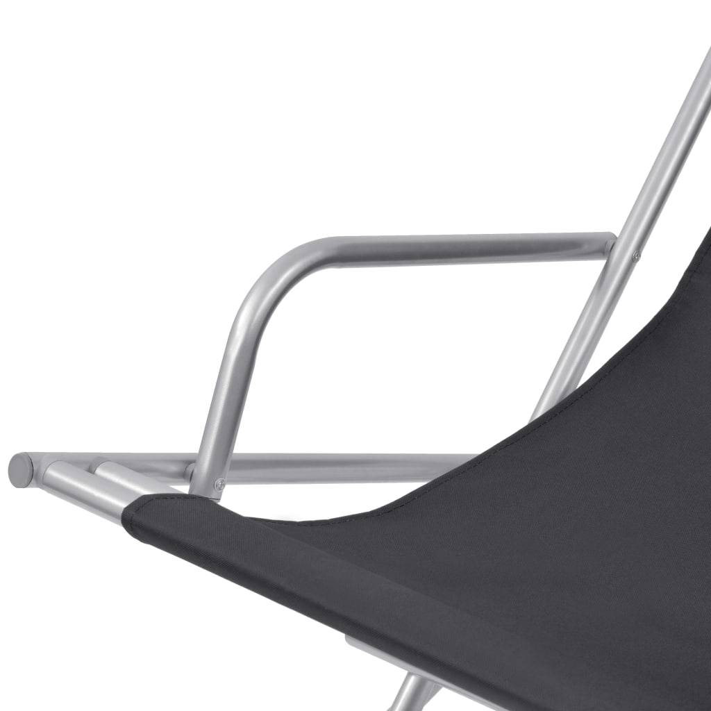 Helloshop26 - Lot de deux chaises inclinables de terrasse acier noir - Imagen 5