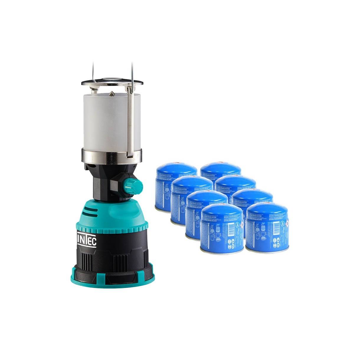 Lampe à gaz 450W Piezo Coque ABS + 8 cartouches de gaz 190gr Butane INTEC - Imagen 1