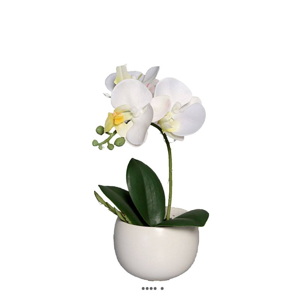 Artificielles - Adorable fausse orchidée coupe céramique H 16 cm Crème - couleur: Crème - Imagen 2