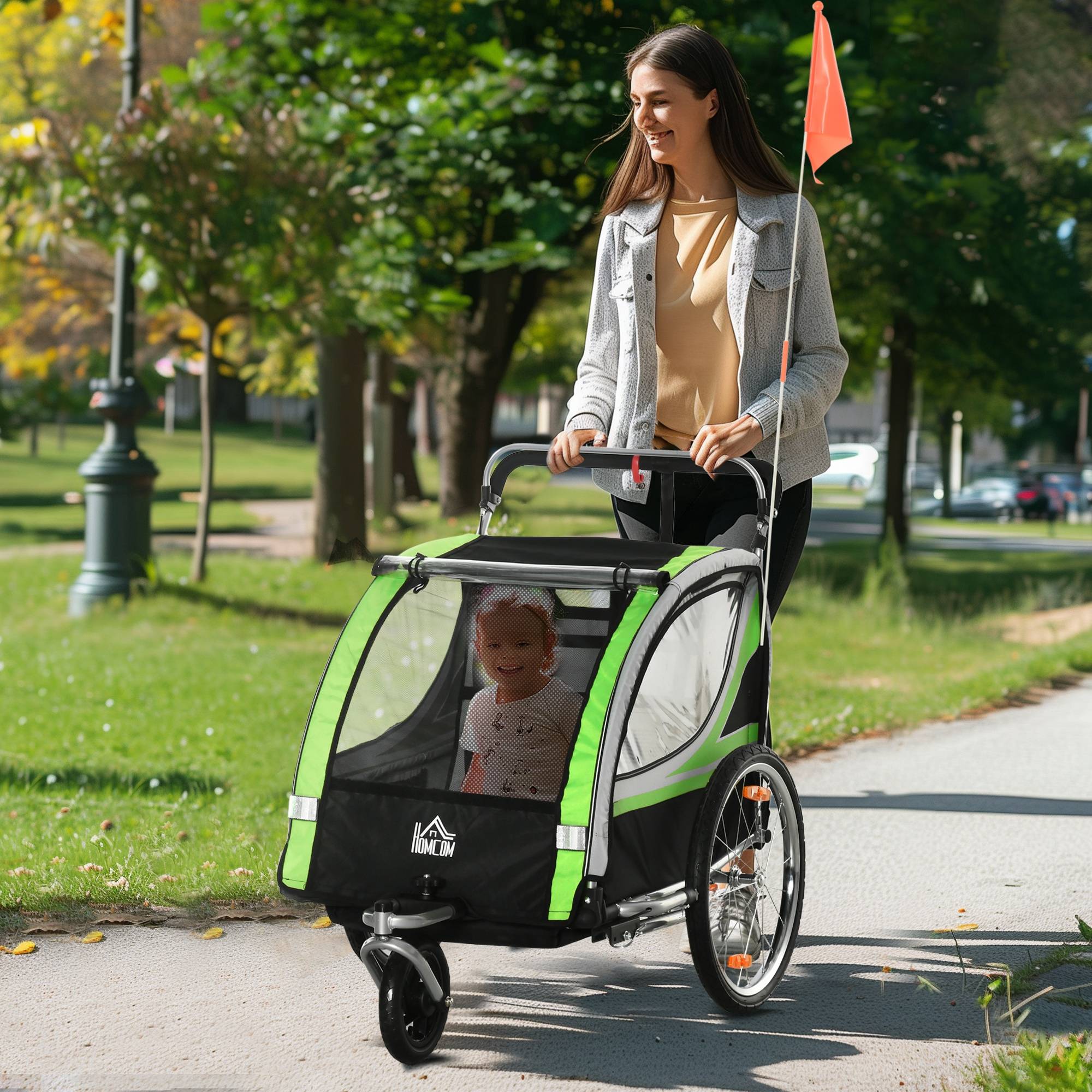 Remorque de vélo acier vert 142 x 75 x 101 cm - PANGIVO - Image 4