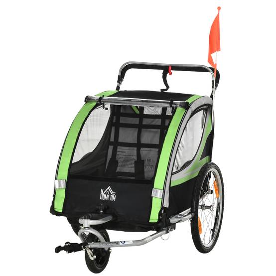 Remorque de vélo acier vert 142 x 75 x 101 cm - PANGIVO - Image 2