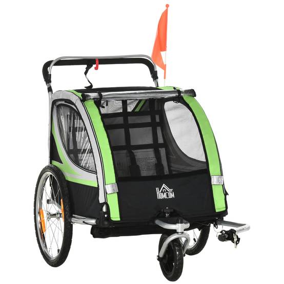 Remorque de vélo acier vert 142 x 75 x 101 cm - PANGIVO - Image 1