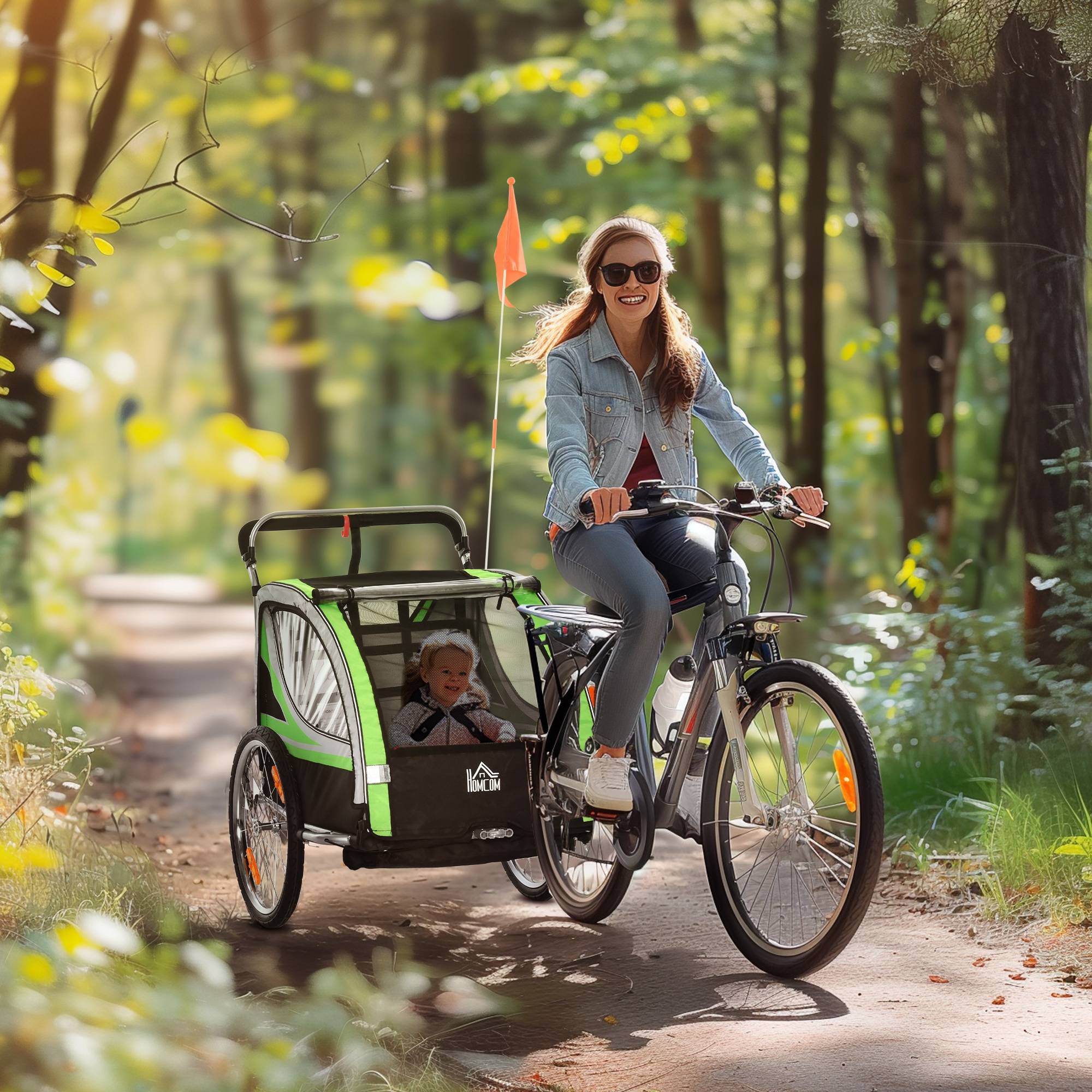 Remorque de vélo acier vert 142 x 75 x 101 cm - PANGIVO - Image 3