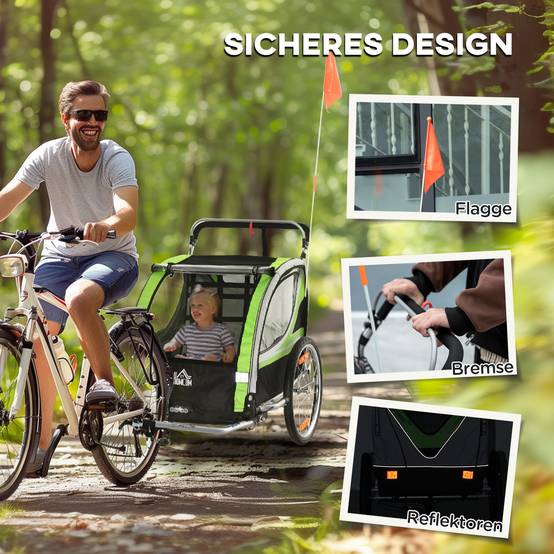 Remorque de vélo acier vert 142 x 75 x 101 cm - PANGIVO - Image 10
