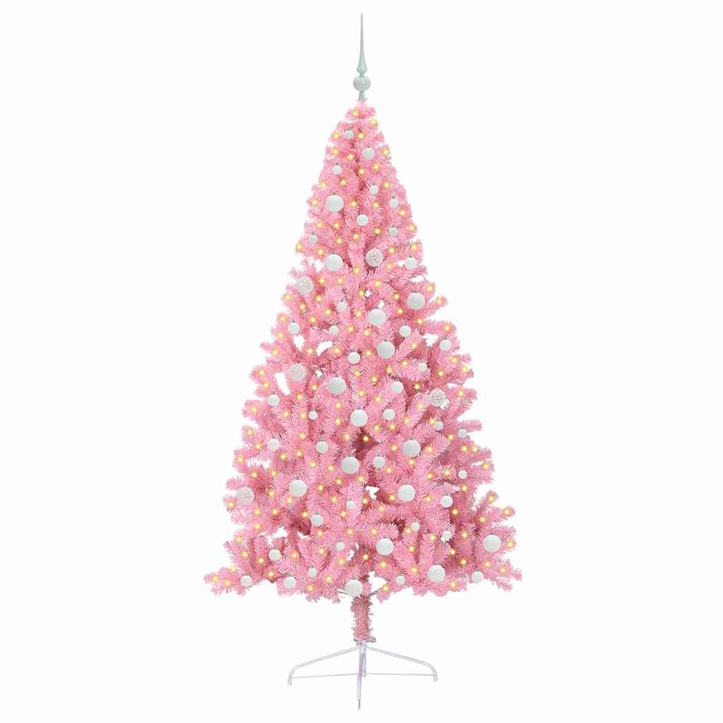 Vidaxl - Sapin de Noël artificiel pré-éclairé Rose 180 cm PVC vidaXL 3397079 - Image 4