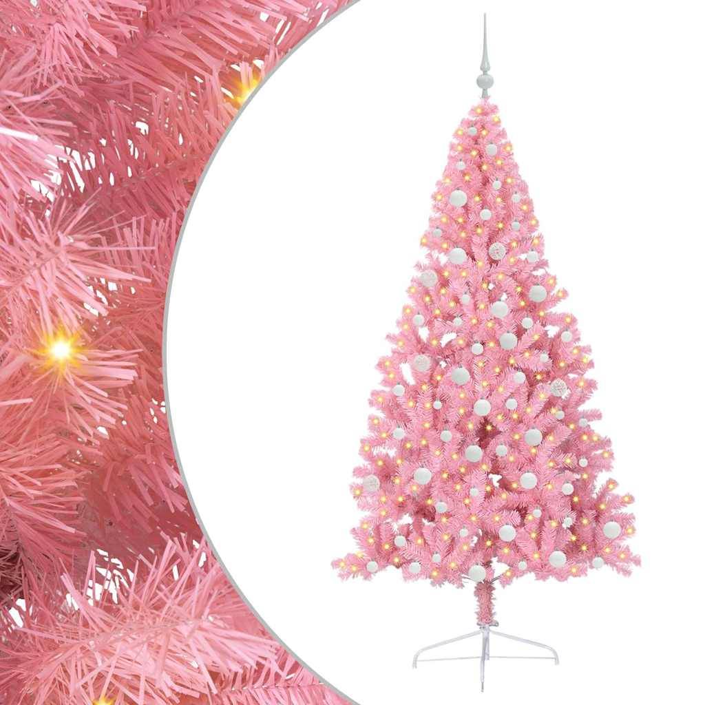 Vidaxl - Sapin de Noël artificiel pré-éclairé Rose 180 cm PVC vidaXL 3397079 - Image 2