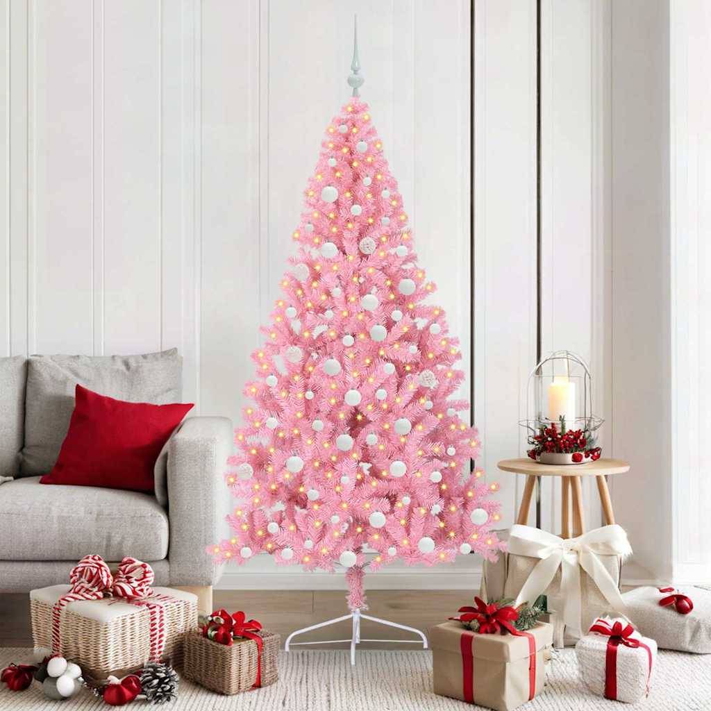 Vidaxl - Sapin de Noël artificiel pré-éclairé Rose 180 cm PVC vidaXL 3397079 - Image 1