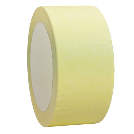 Ruban de masquage 50 mm x 50 m jusqu'à 80° - 1 rouleau adhésif de masquage jaune pour la peinture TECPLAST - Image 1