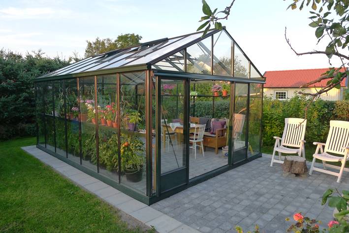25m² -  Serre en polycarbonate 8 mm alvéolés  - Euro Plus - Laquée - 25m² - blanc pur - L'atelier Des Serres - Imagen 5