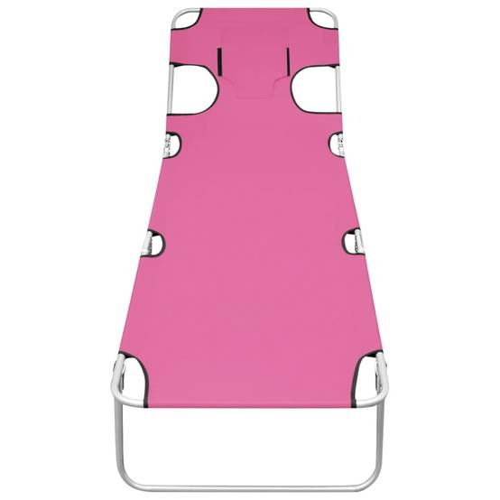 Maison Chic - Chaise longue | Transat | Bain de soleil pliable avec coussin de tête Acier Rose magento - Image 1