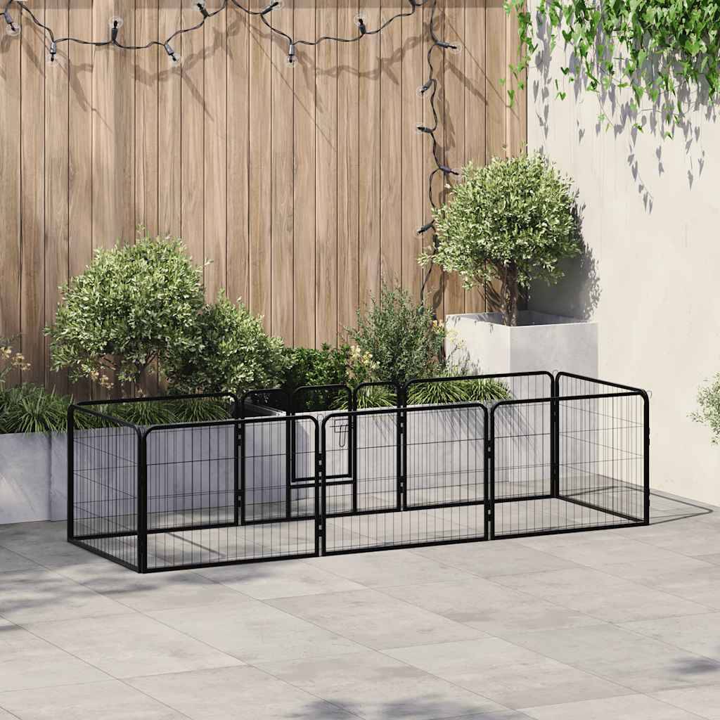Vidaxl - Parc pour chiens 8 panneaux Acier 60 x 80 cm Noir vidaXL 170572 - Imagen 1
