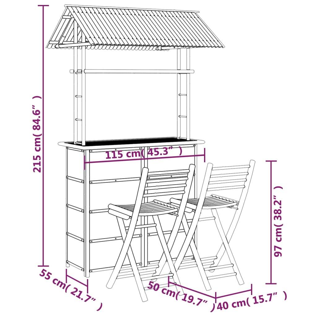 Vidaxl - Mobilier de bar 3 pcs Bambou vidaXL 341741 - Image 3