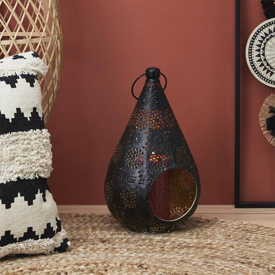 The Home Deco Factory - Lanterne en Métal Ajourée "Mirage" 33cm Noir - Image 3