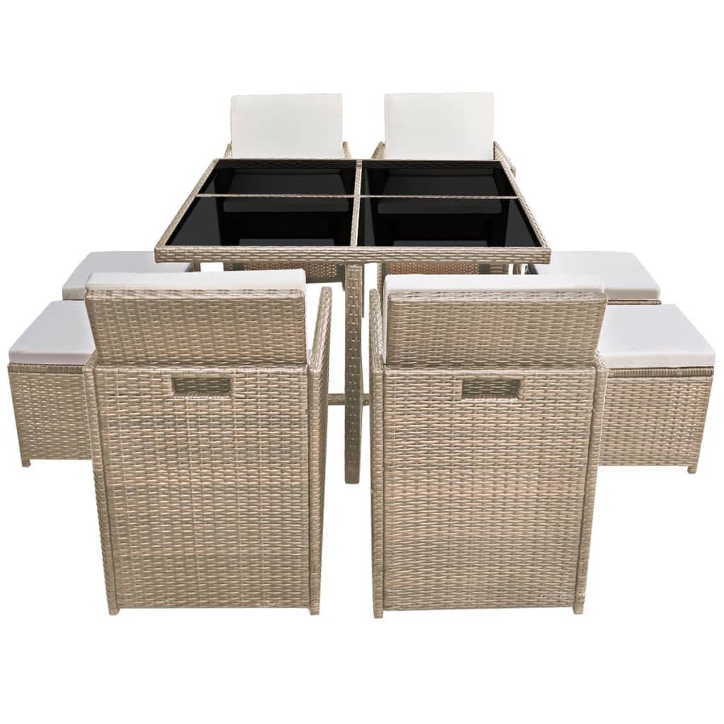 Vidaxl - Ensemble à manger d'extérieur et coussins 9 pcs résine tressée vidaXL 42556 - Imagen 4