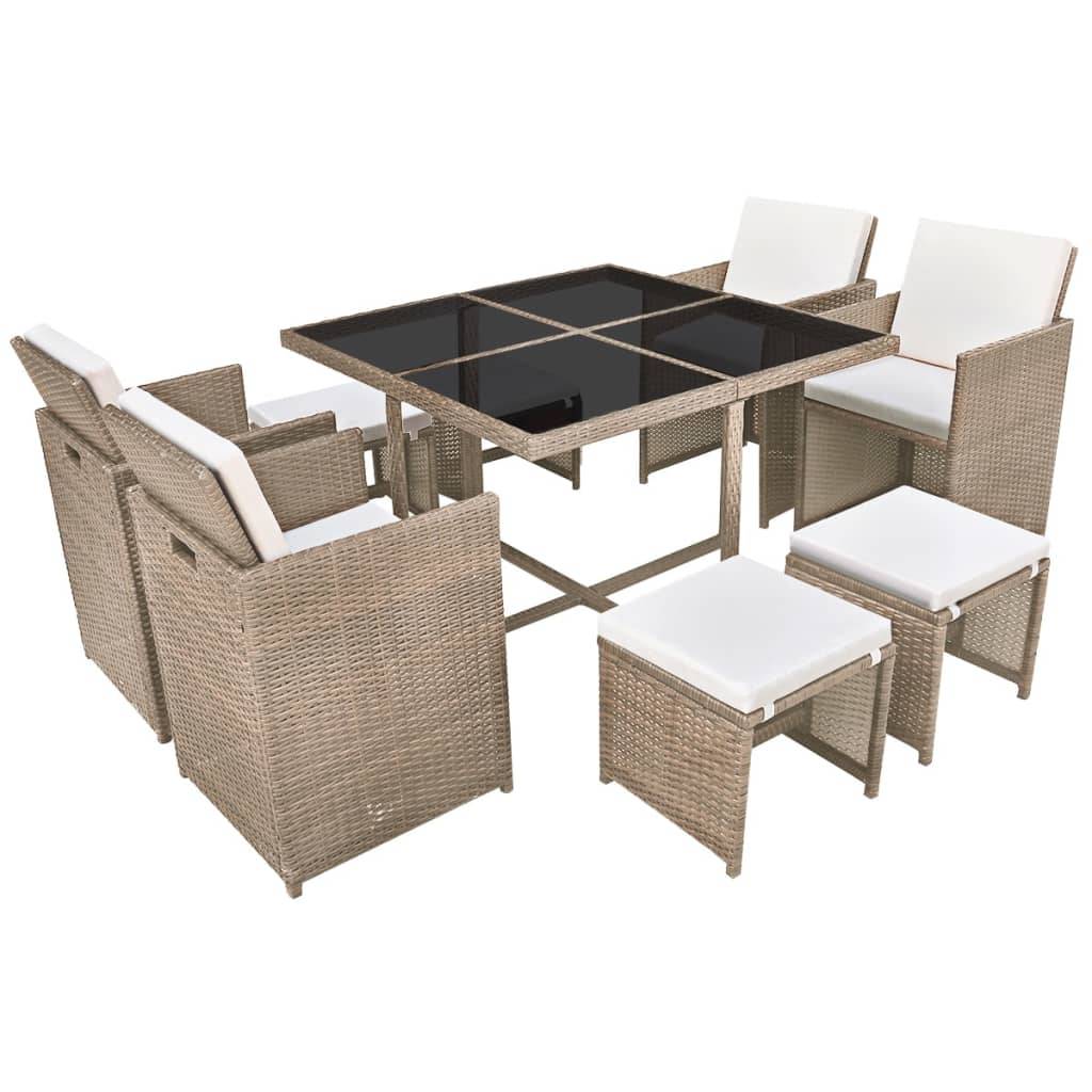 Vidaxl - Ensemble à manger d'extérieur et coussins 9 pcs résine tressée vidaXL 42556 - Imagen 2