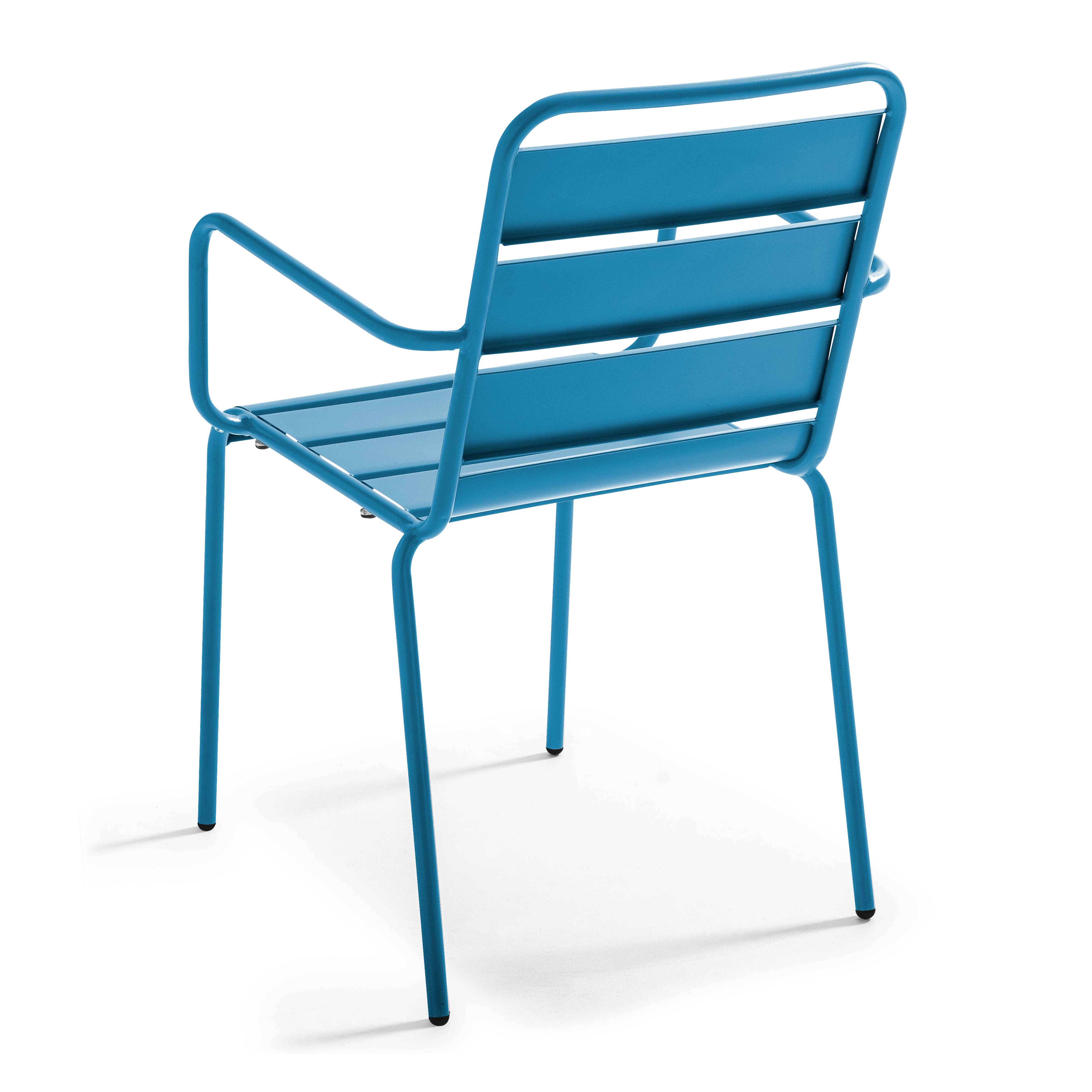 Oviala - Fauteuil de jardin en métal bleu pacific Palavas - Oviala - Imagen 5
