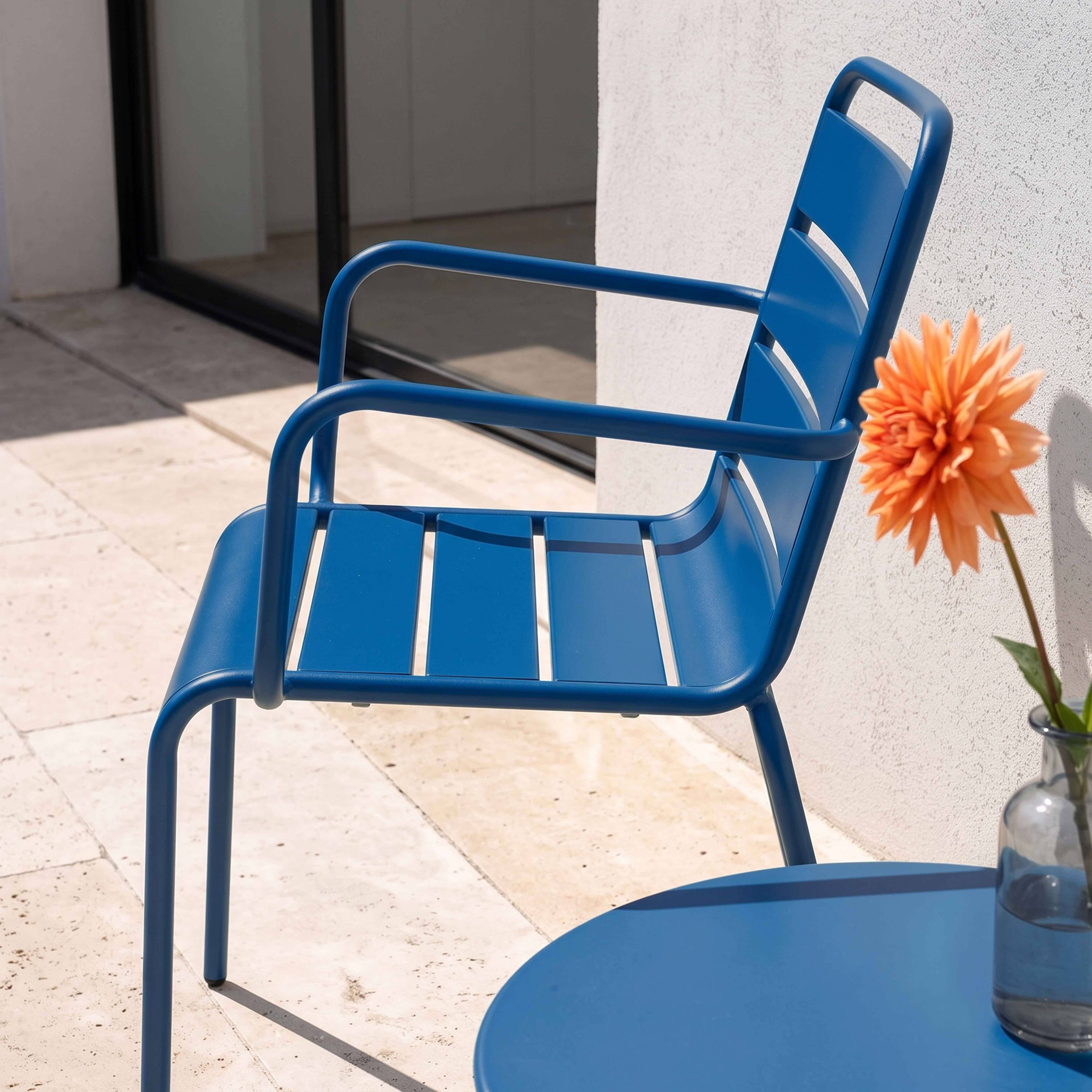 Oviala - Fauteuil de jardin en métal bleu pacific Palavas - Oviala - Imagen 3