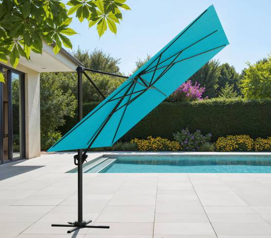 Parasol déporté 3x3m bleu canard SUNKING - Imagen 1