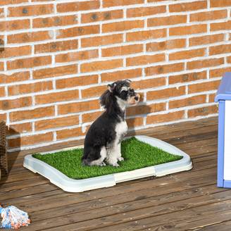 ComfortXL - Toilette pour chien plastique PE 63 x 48,5 x 6 cm vert blanc avec gazon artificiel réutilisable 3 niveaux