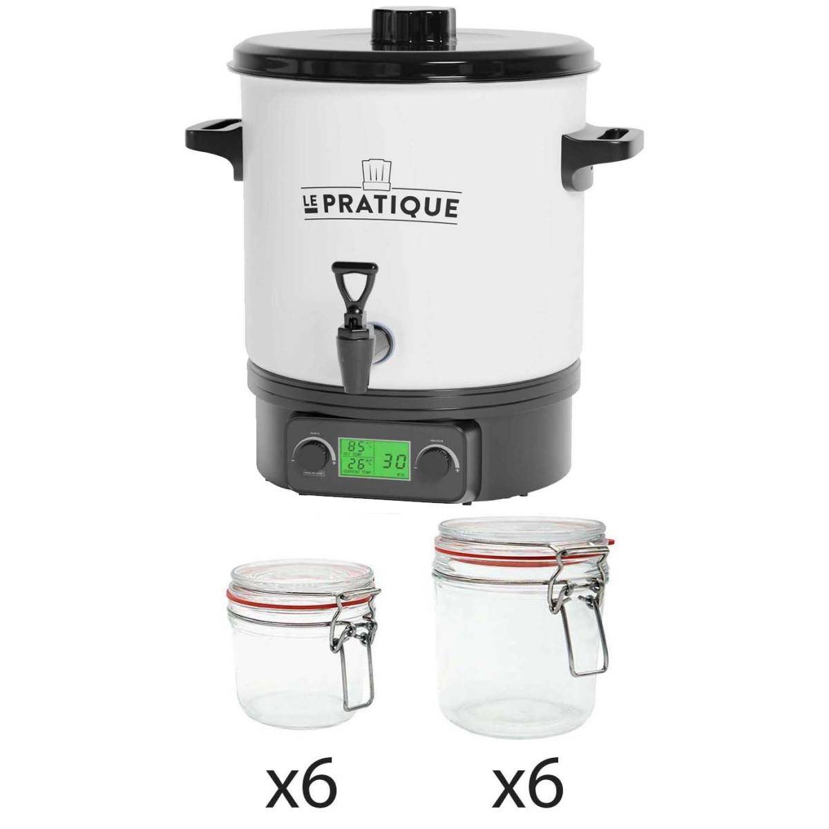 LE PRATIQUE - Stérilisateur automatique en émail écran LCD avec 12 bocaux Stérilisateur + 6 bocaux de 350 ml + 6 bocaux de 500 ml - Imagen 1