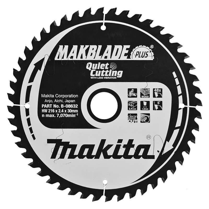 Makita - Lames Carbure Ø 216 mm MAKITA B-08632 Makblade Plus Bois 48 dents pour scies radiales et à onglets Makita