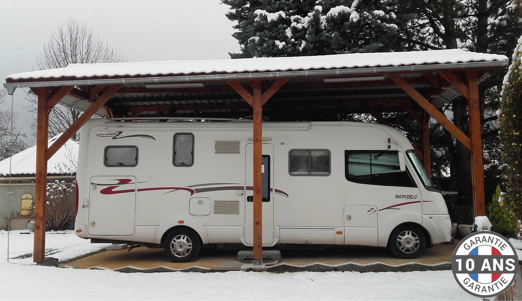 Carport bois 2 pentes 400cmx700cm Bois DOUGLAS Français label PEFC (Charpente - Auvent - Abri Camping-car) 28 m². Garantie 10 ans - Image 5