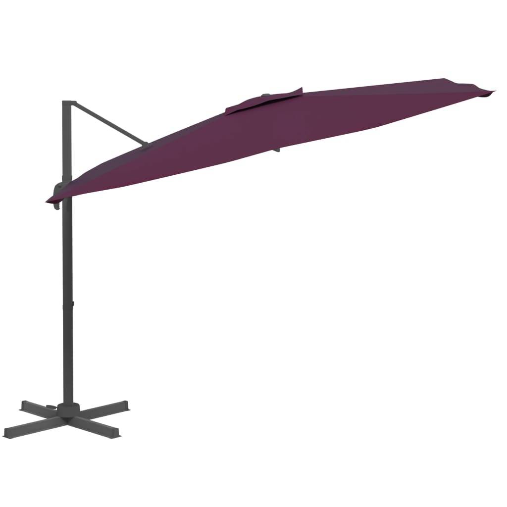 Helloshop26 - Parasol meuble de jardin cantilever à led 400 x 300 cm rouge bordeaux - Imagen 2