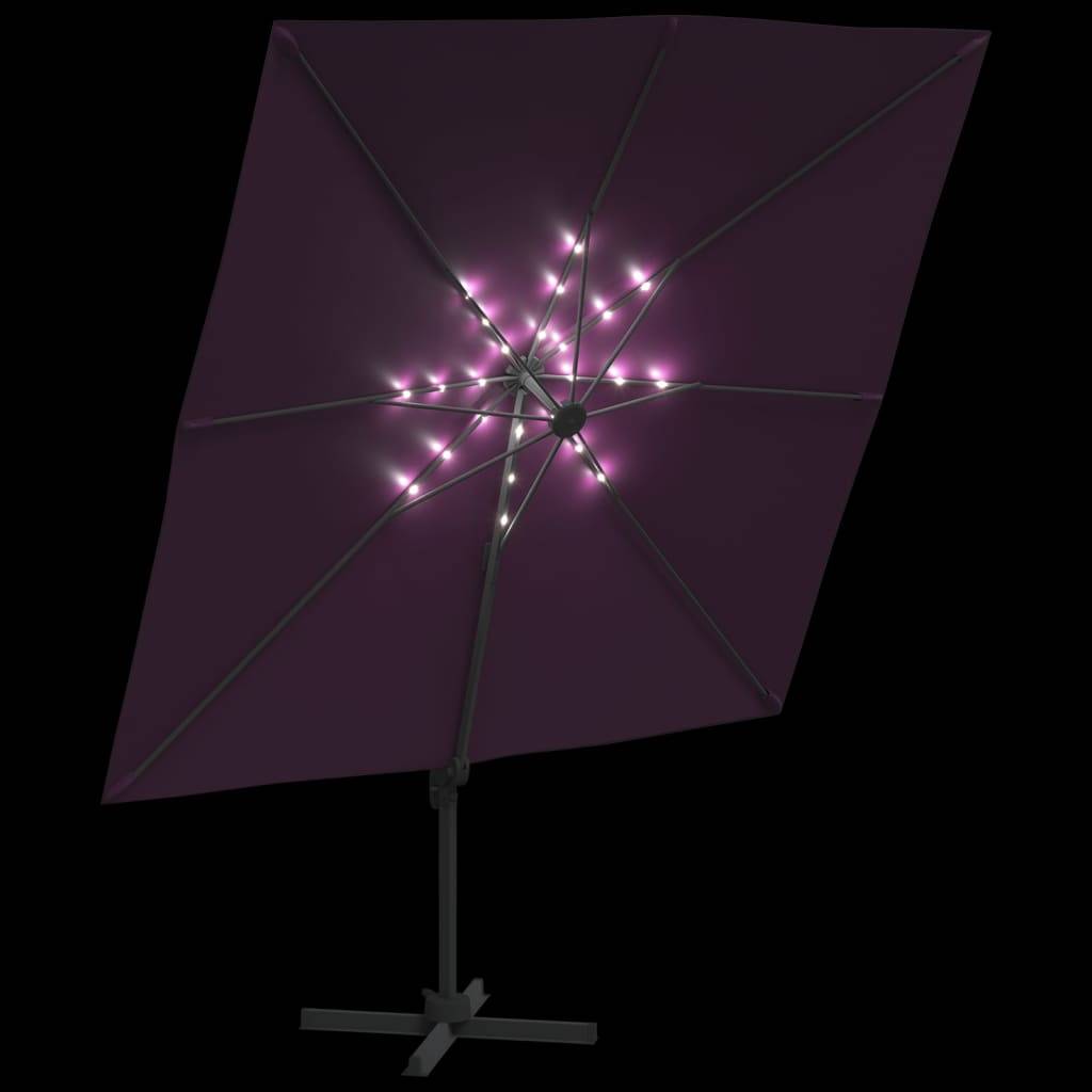 Helloshop26 - Parasol meuble de jardin cantilever à led 400 x 300 cm rouge bordeaux - Imagen 5