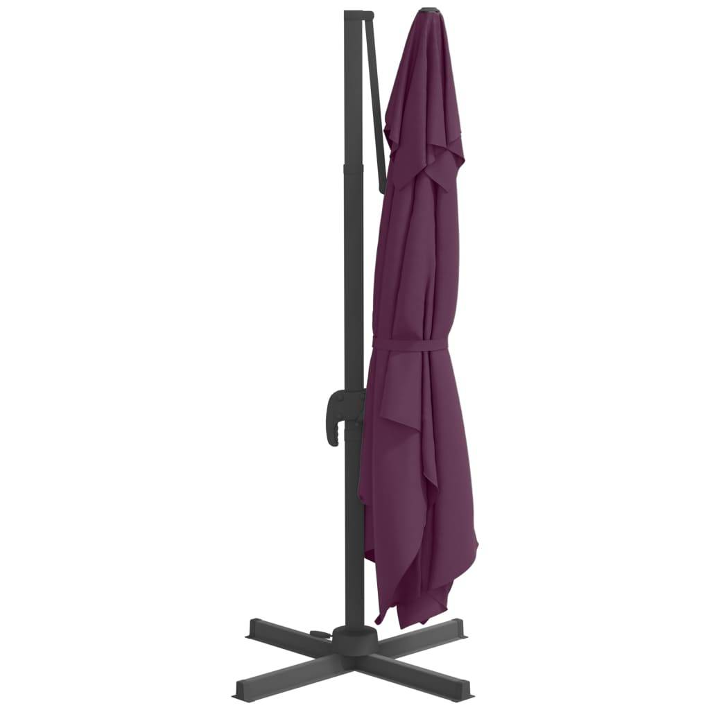 Helloshop26 - Parasol meuble de jardin cantilever à led 400 x 300 cm rouge bordeaux - Imagen 6