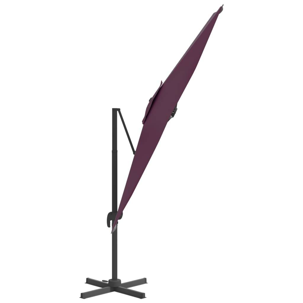 Helloshop26 - Parasol meuble de jardin cantilever à led 400 x 300 cm rouge bordeaux - Imagen 3