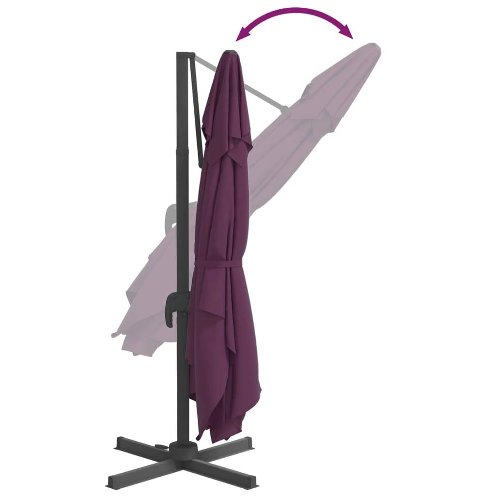 Helloshop26 - Parasol meuble de jardin cantilever à led 400 x 300 cm rouge bordeaux - Imagen 7