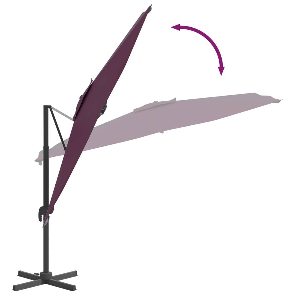 Helloshop26 - Parasol meuble de jardin cantilever à led 400 x 300 cm rouge bordeaux - Imagen 8