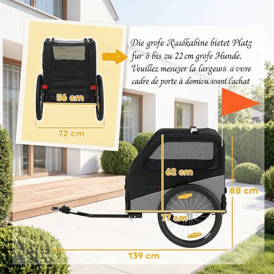 Remorque de vélo pour chien avec roues 20 pouces - Image 2