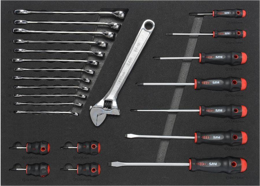 Servante 6 tiroirs + 135 outils de maintenance indus. SAM OUTILLAGE modules mousse - 416-135M - Imagen 3