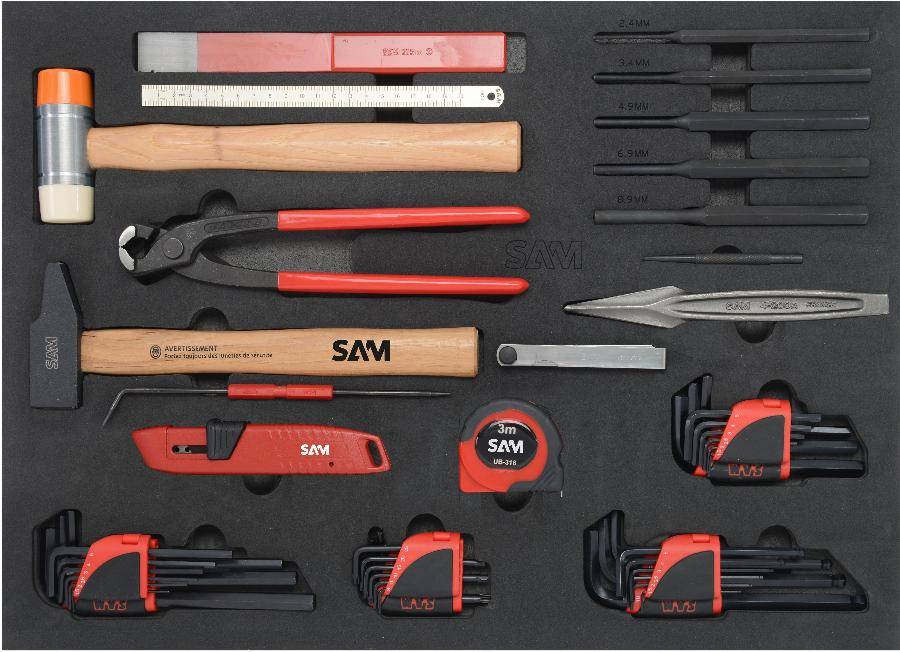 Servante 6 tiroirs + 135 outils de maintenance indus. SAM OUTILLAGE modules mousse - 416-135M - Imagen 4