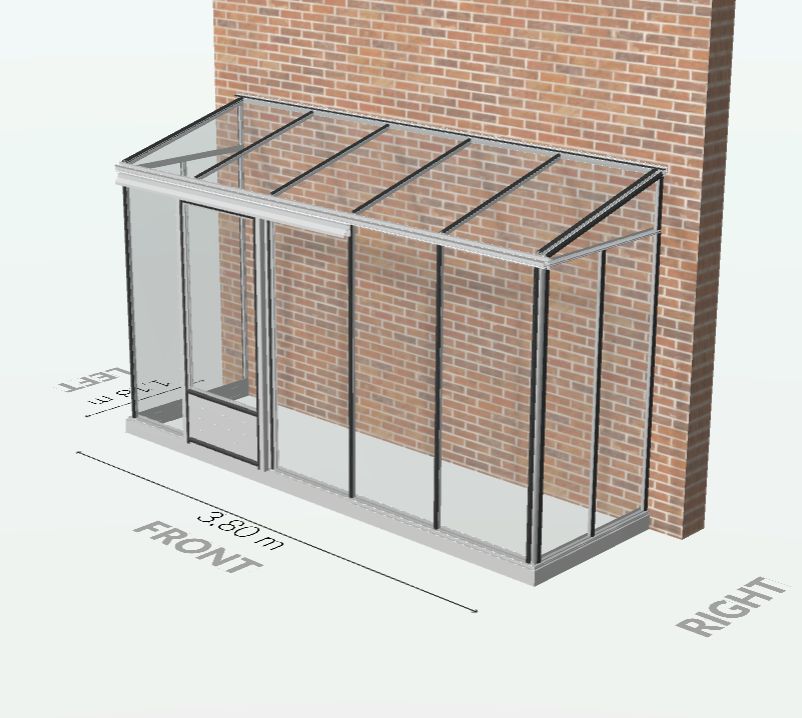 3m² - Serre en verre 4 mm securit  - Euro Midi serre adossée - Alu - 3m² - ALUMINIUM - L'atelier Des Serres - Imagen 4
