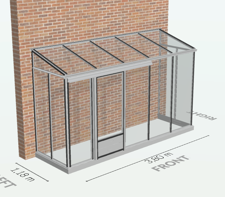 3m² - Serre en verre 4 mm securit  - Euro Midi serre adossée - Alu - 3m² - ALUMINIUM - L'atelier Des Serres - Imagen 3