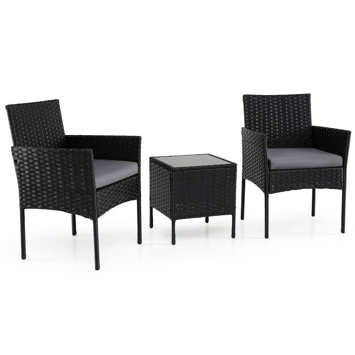 Ensemble Salon de Jardin 3 Pièces - Table et 2 Chaises Confortables en Verre Coussins Amovibles Gris MAISON CHIC - Image 6