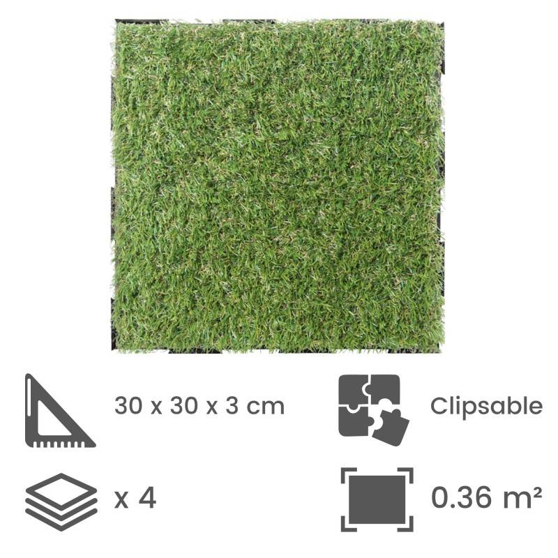Dalle en gazon synthétique Snap & Go (lot de 4) - Vert foncé 30 x 30 cm - Snap & Go - Imagen 2