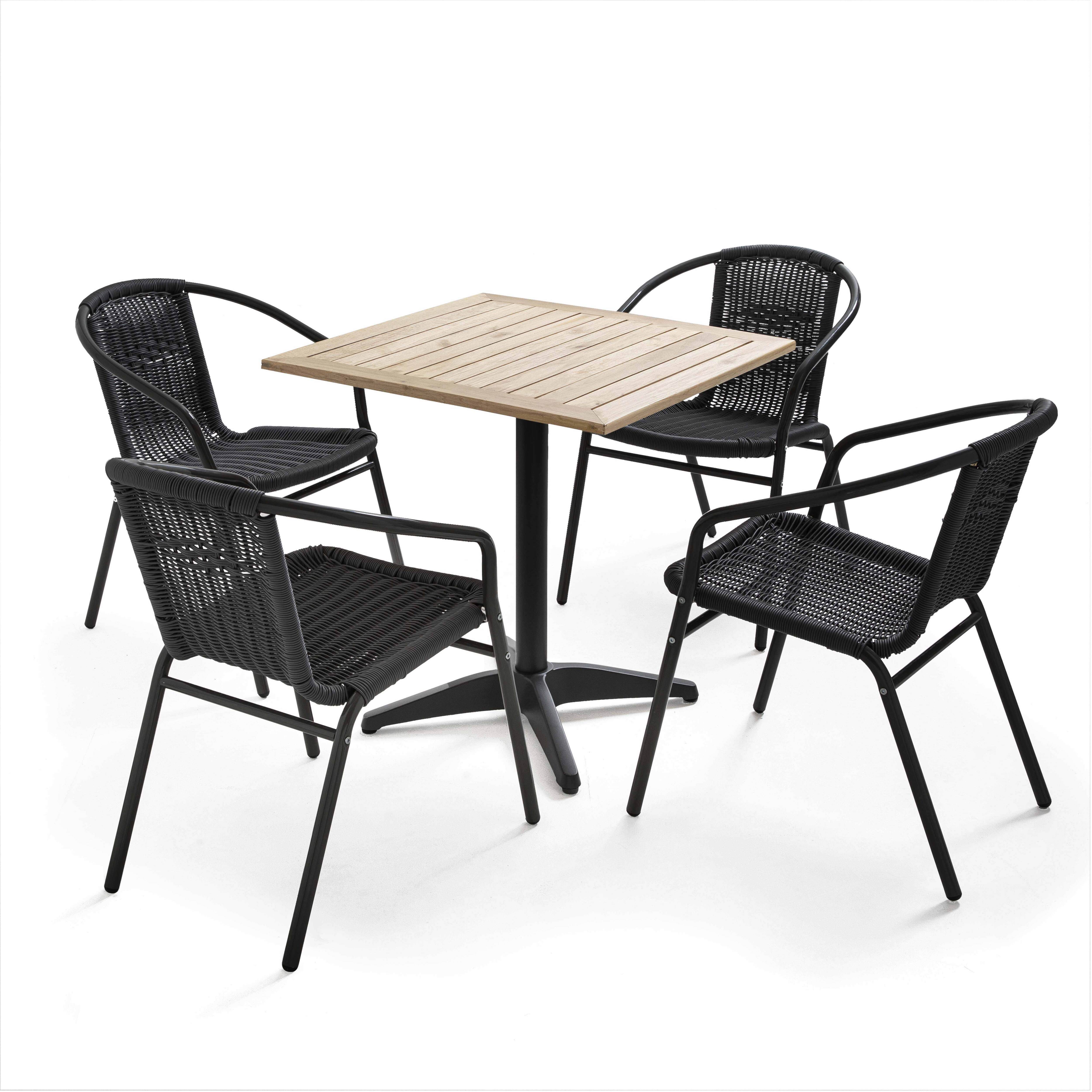Oviala - Table de jardin carré plateau bois et 4 chaises en résine Times square - Oviala - Imagen 1