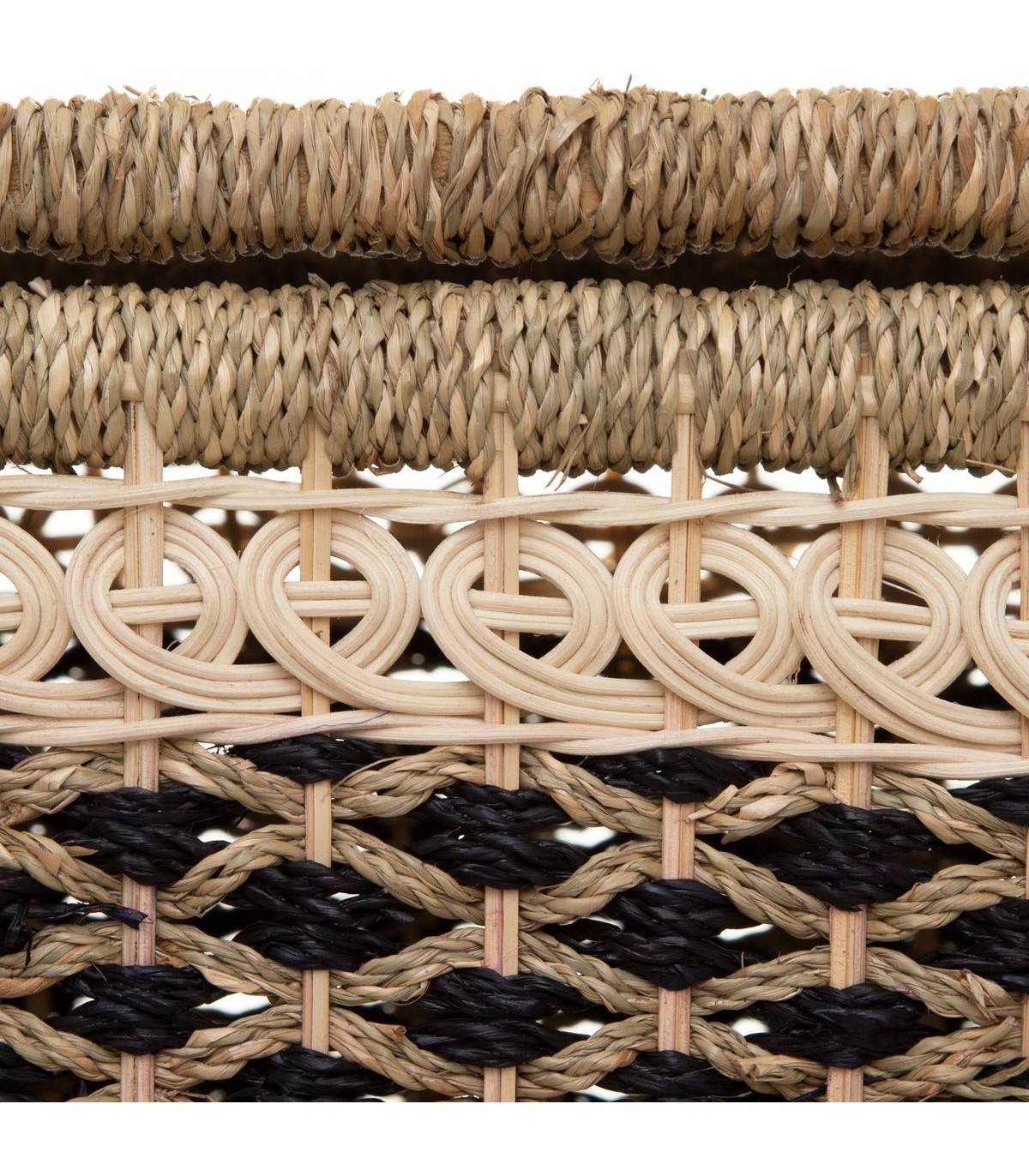 Set de 8 Paniers de rangement en Seagrass Beige et Noir - Imagen 4