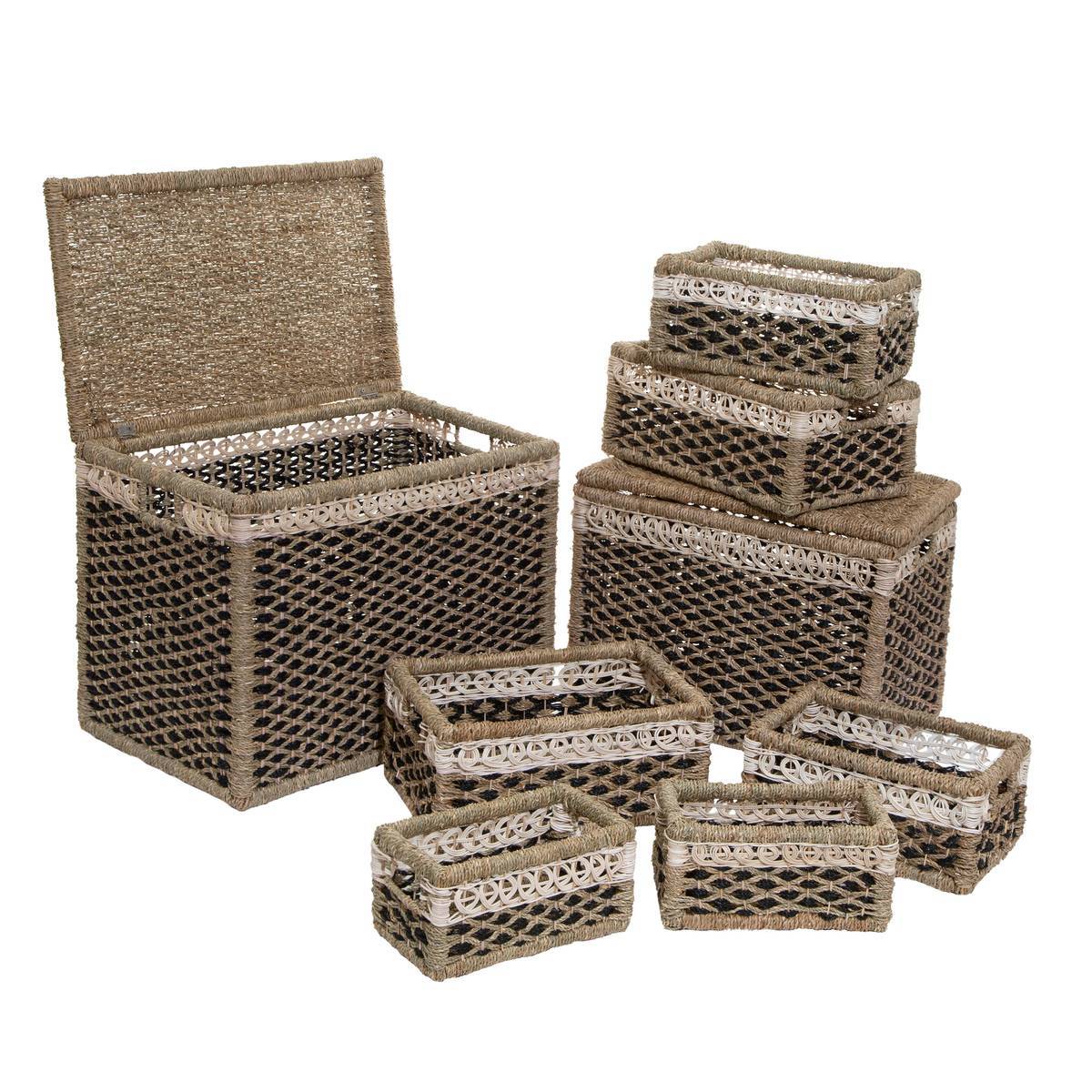 Atmosphera - Set de 8 paniers rectangulaires roseau - Atmosphera Créateur d'intérieur - Imagen 1
