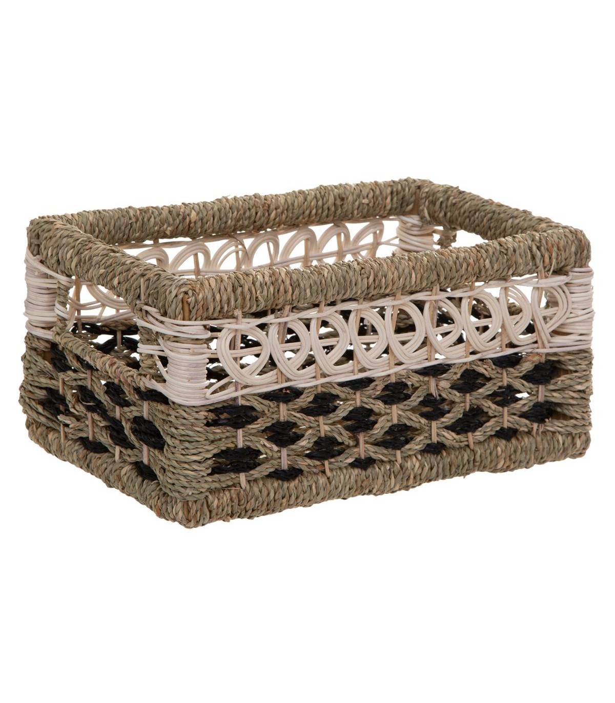 Set de 8 Paniers de rangement en Seagrass Beige et Noir - Imagen 5
